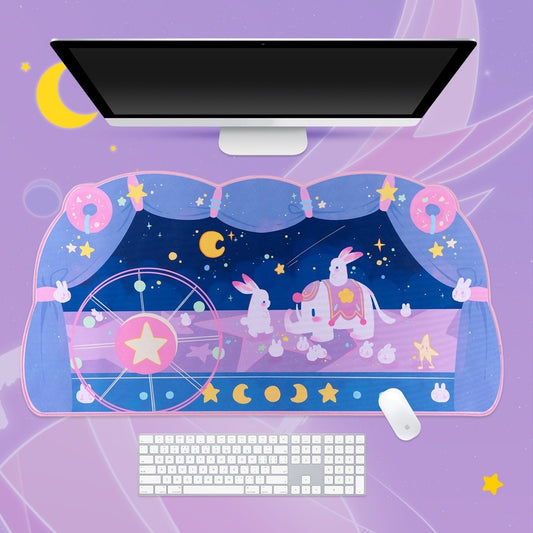 Kawaii Circus Desk Mat with Rabbits