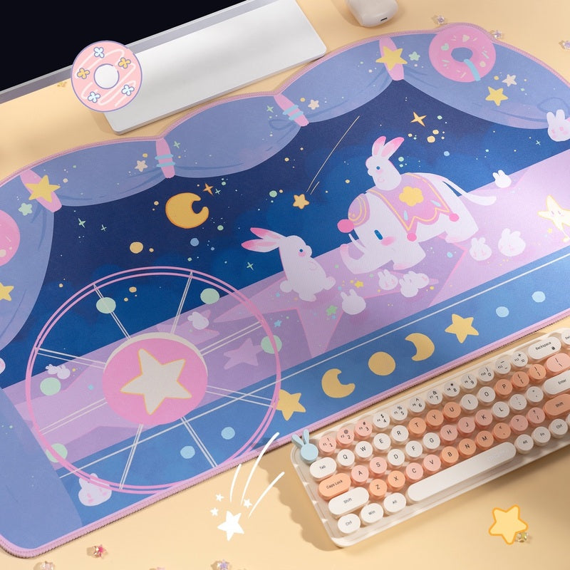 Kawaii Circus Desk Mat with Rabbits