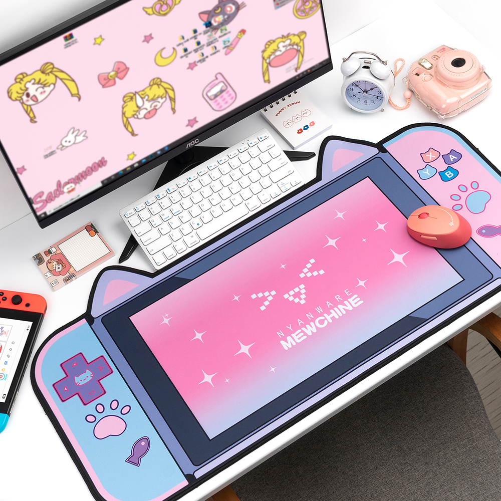 Kawaii Gaming Mouse Mat with Stitched Edges