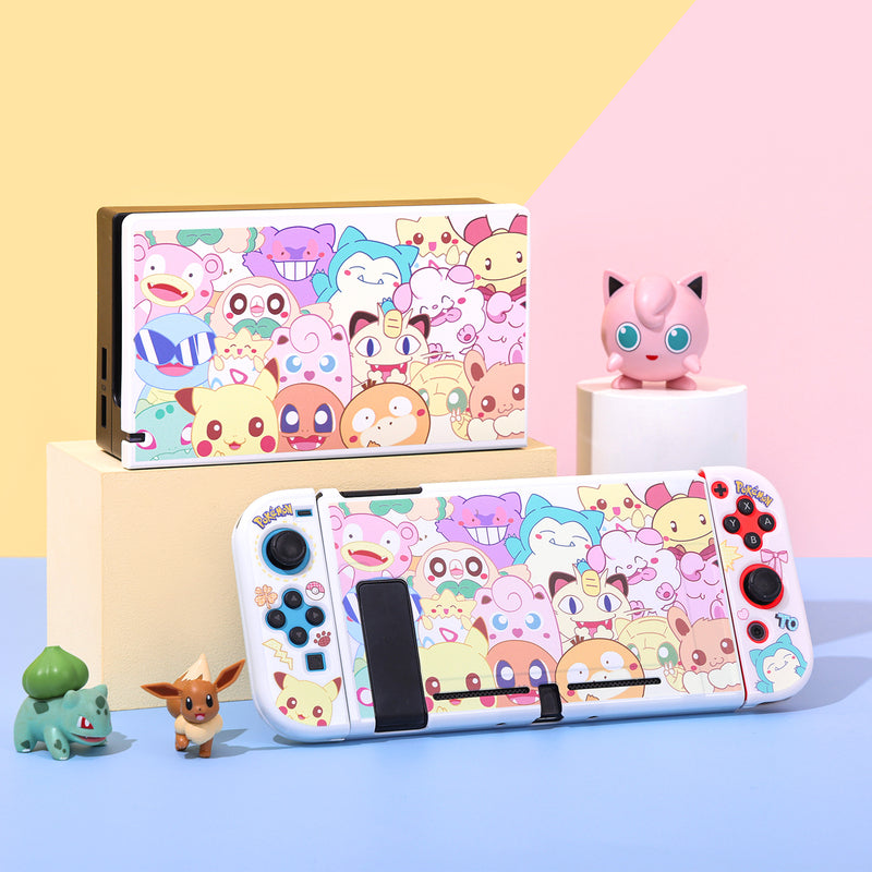 Kawaii Pokemon Switch Case Colorful Chibi Pokemon Switch OLED Cover Set (3)