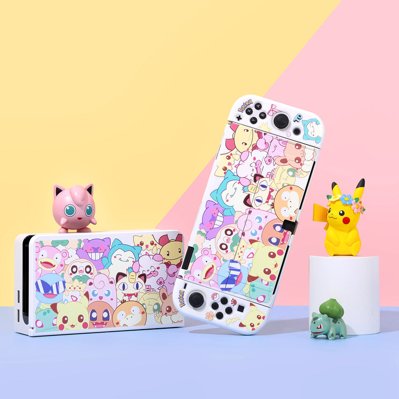 Kawaii Pokemon Switch Case Colorful Chibi Pokemon Switch OLED Cover Set (5)