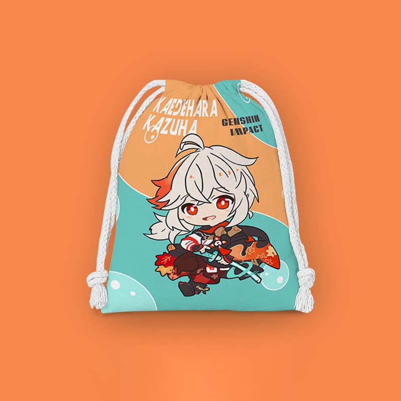 Kazuha Genshin Impact Drawstring Bags Chibi Genshin Storage Bags Cosmetic Pouches (11)