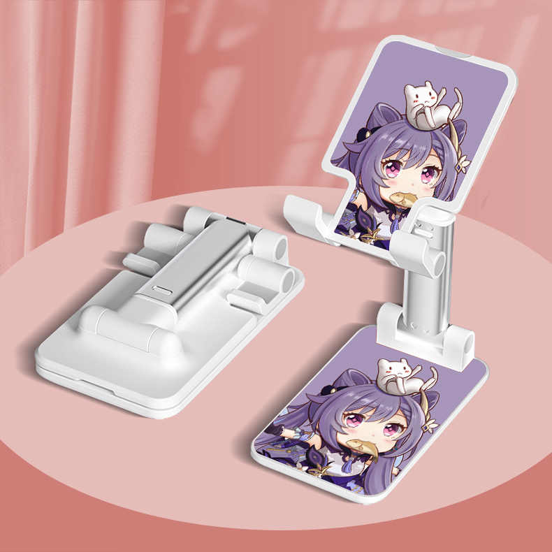 Keqing Genshin Impact Phone Stand Chibi Genshin Fanart Foldable Desk Phone Holder (11)