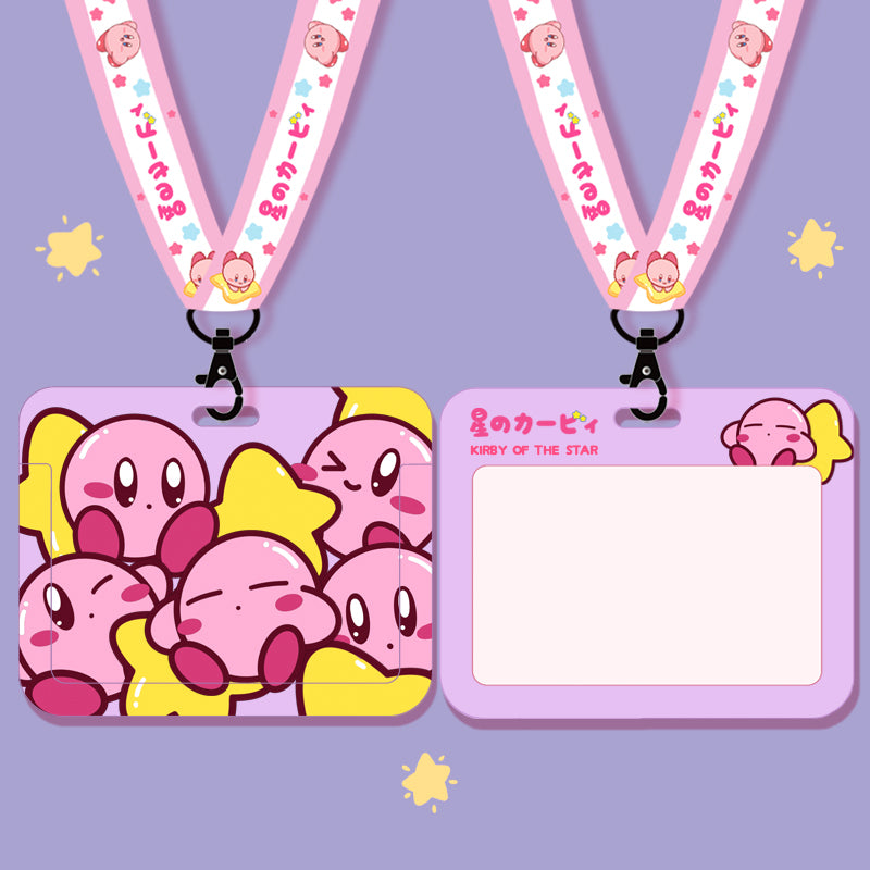 Kirby Card Holder Pink Lanyard Necklace Cute Kirby ID Badge Holder Student ID Cute Kirby Accessories (7)