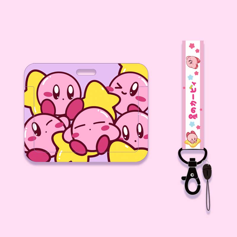 Kirby Card Holder Pink Lanyard Necklace Cute Kirby ID Badge Holder Student ID Cute Kirby Accessories (8)
