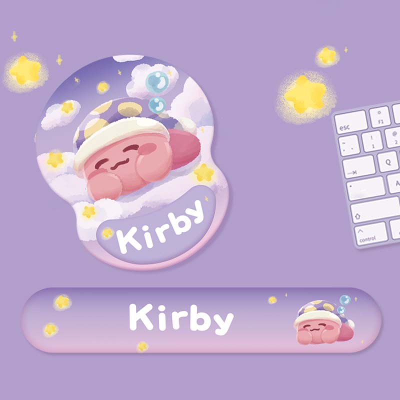 Kirby Mouse Pad & Purple Keyboard Wrist Rest