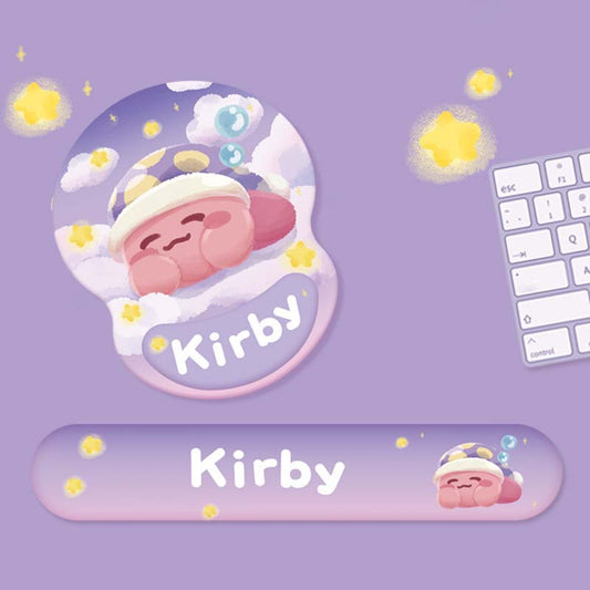 Kirby Mouse Pad & Purple Keyboard Wrist Rest