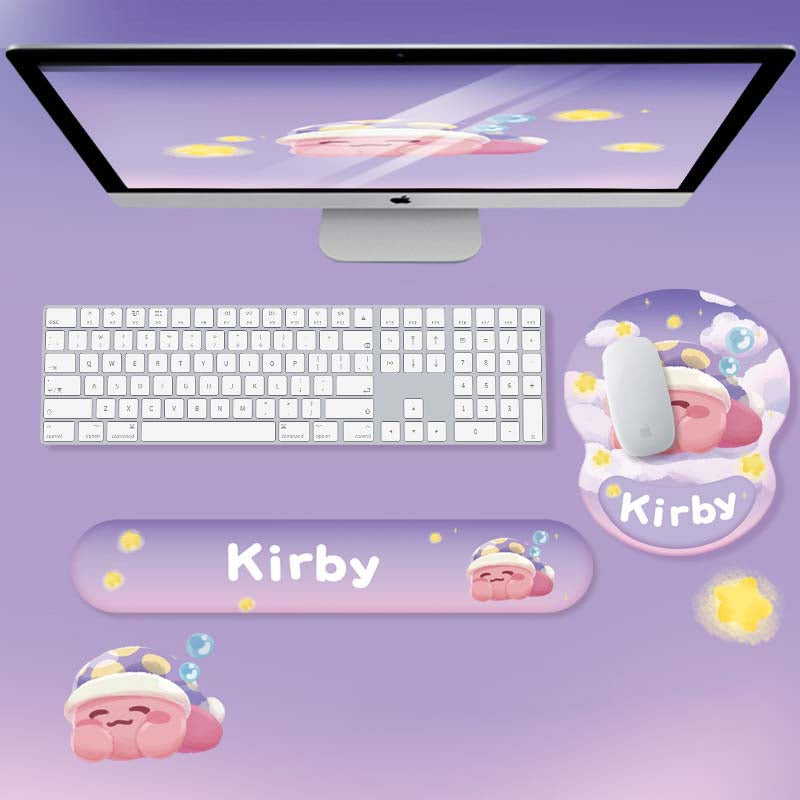 Kirby Mouse Pad & Purple Keyboard Wrist Rest
