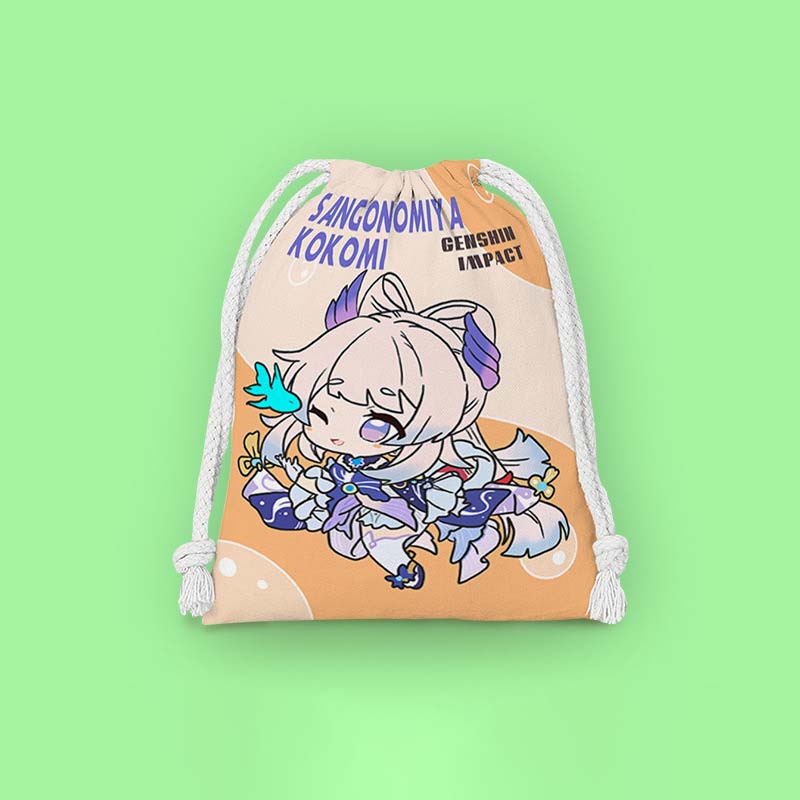Kokomi Genshin Impact Drawstring Bags Chibi Genshin Storage Bags Cosmetic Pouches (3)