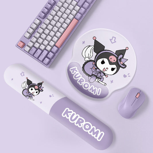 Cute Mouse Pad & Purple Keyboard Wrist Rest