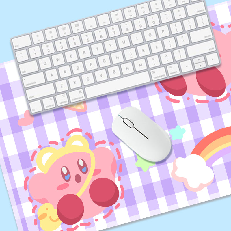 Kirby Mouse Pad with Stitched Edges