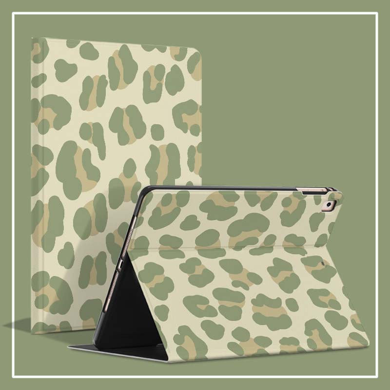 Leopard Print iPad Cases Stylish iPad Air Cases Matcha Green Smart Folio Cover (2)