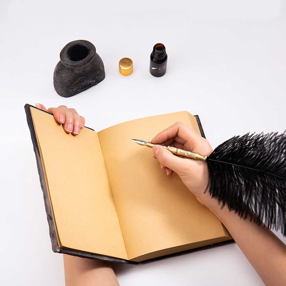 Medieval Feather Pen Set with Journal