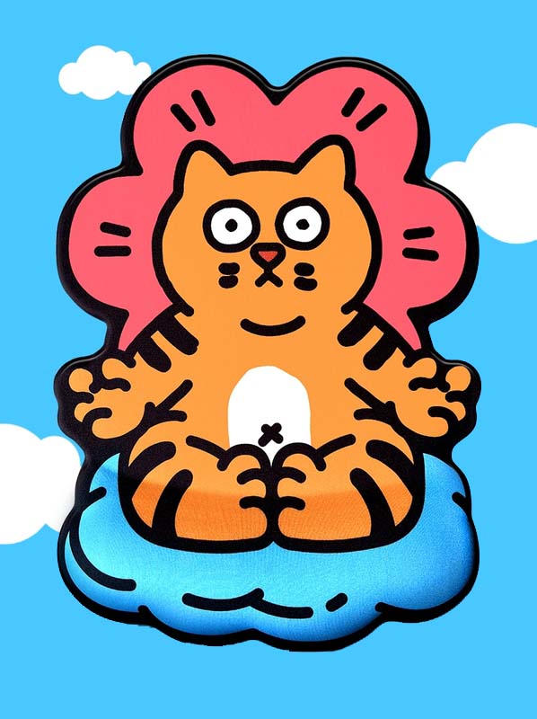 Meditating Cat Mouse Pad with Wrist Support
