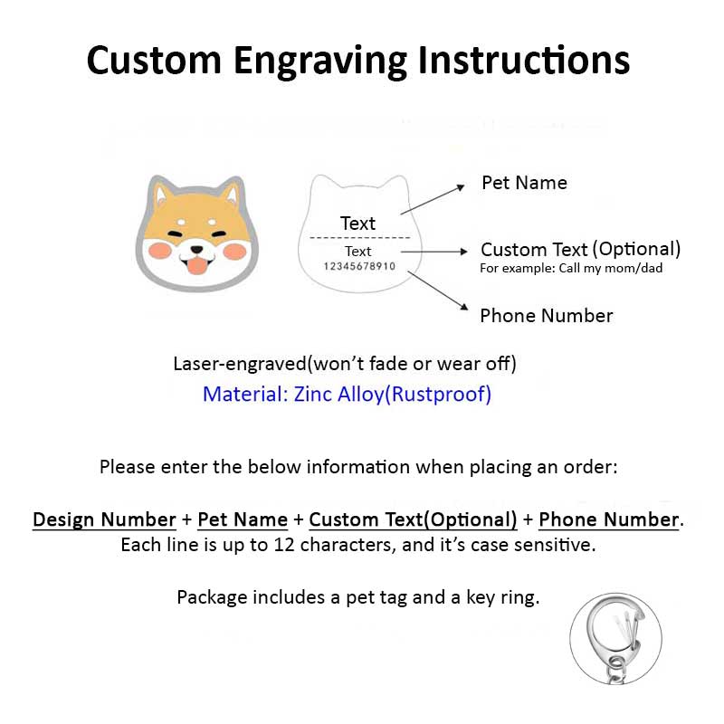 Shiba Dog ID Tags with Engraving