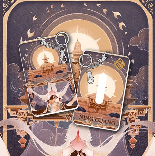 NINGGUANG Genshin Impact Badge Holder Genshin Student ID Holders Keychain Genshin Gifts