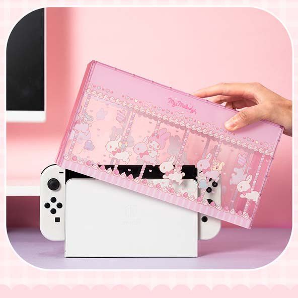 Cinnamoroll Switch OLED Dust Cover protects and displays