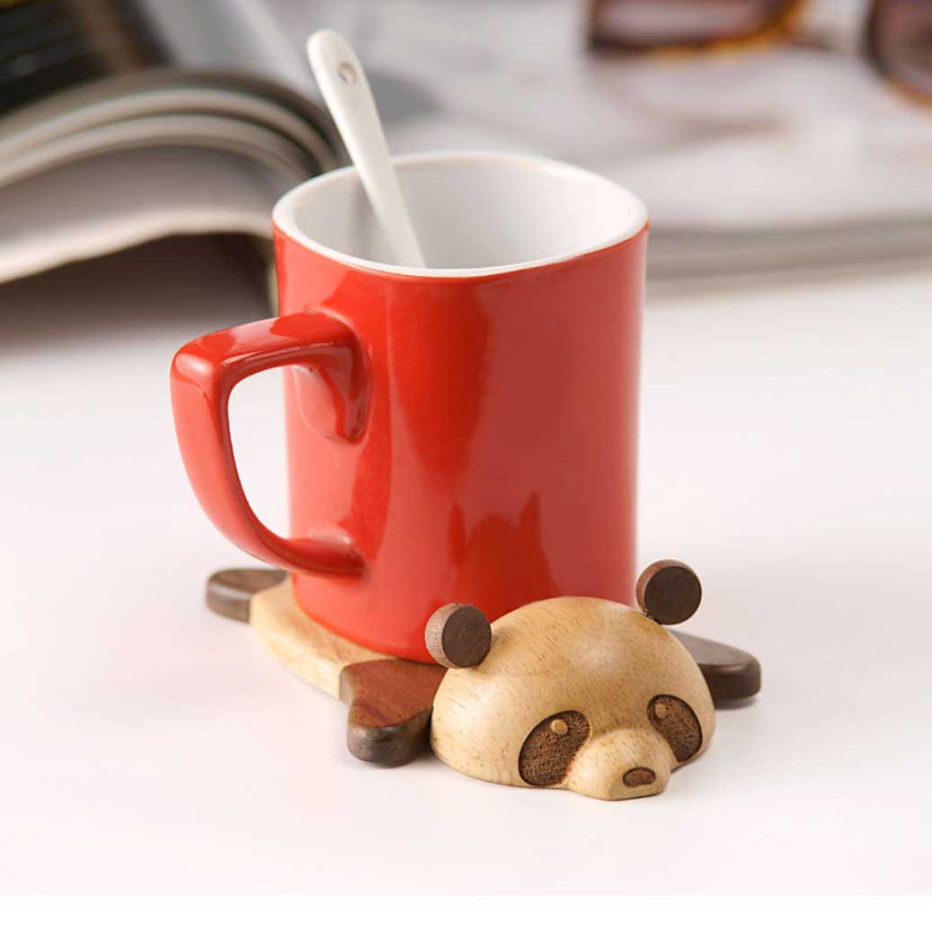 Handmade Wooden Panda Coaster Gift