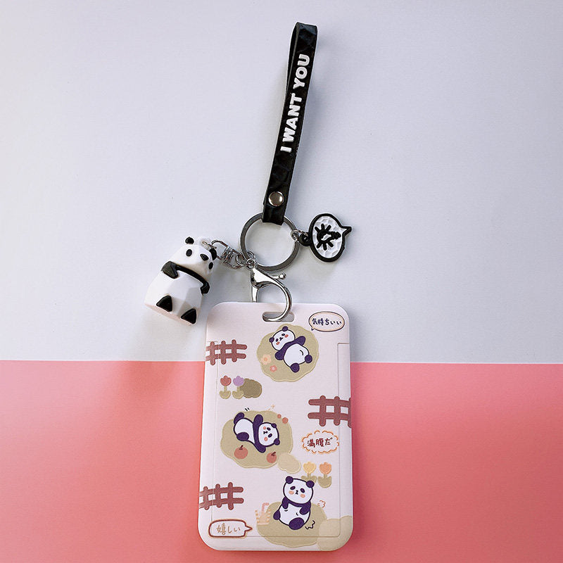 Panda Cute Badge Holder Kawaii ID Card Holder Cute Lanyard Panda Wristlet Panda Lover Gifts (5)