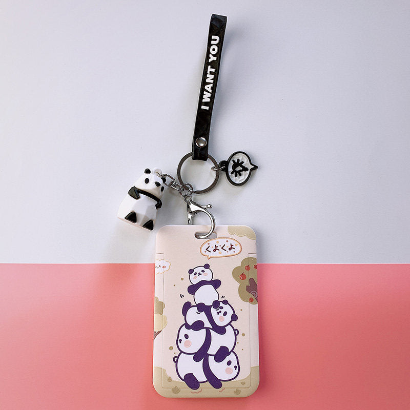 Panda Cute Badge Holder Kawaii ID Card Holder Cute Lanyard Panda Wristlet Panda Lover Gifts (6)