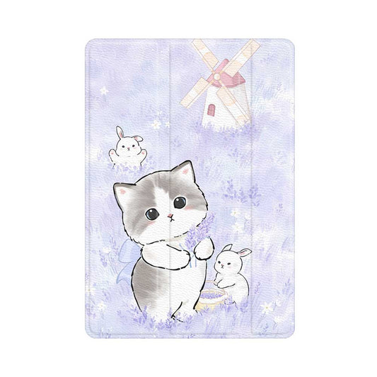 Kawaii Cat & Lavender iPad Case