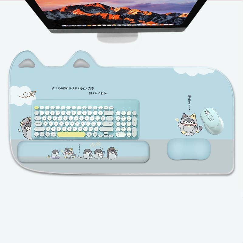 Cute Penguin Mouse Mat with Wrist Rests
