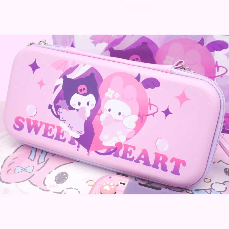 Pink Kuromi Switch OLED Case Kuromi Carrying Case Kawaii Switch Travel Case (5)
