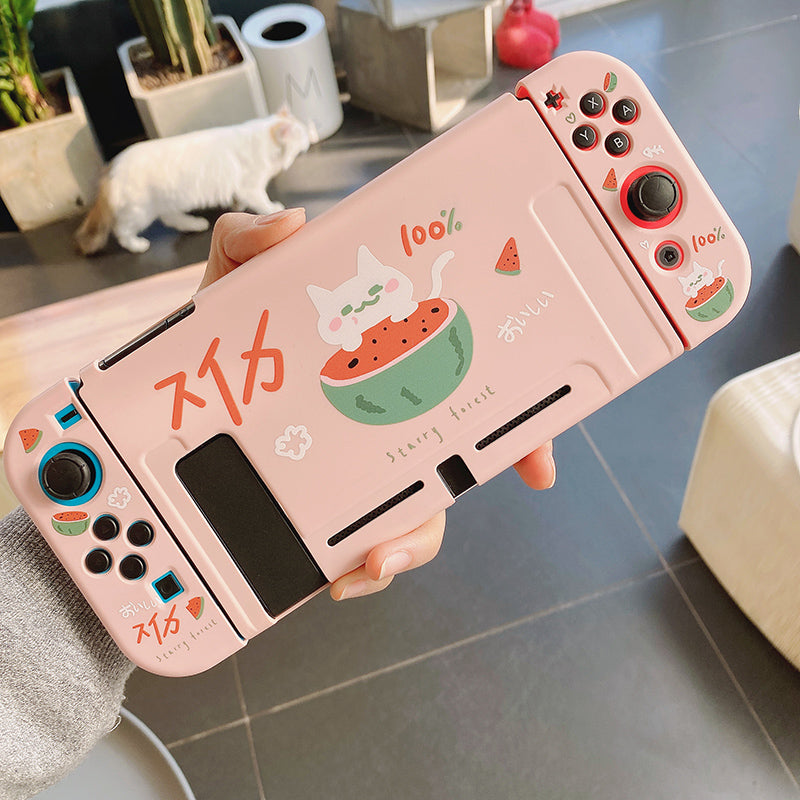 Pink Nintendo Switch Cover Case with Cat