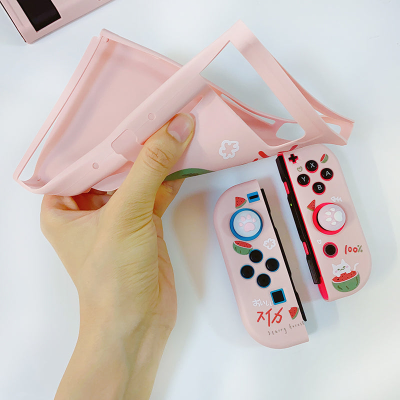 Pink Nintendo Switch Cover Case with Cat