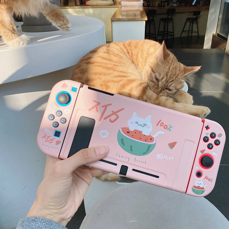 Pink Nintendo Switch Cover Case with Cat