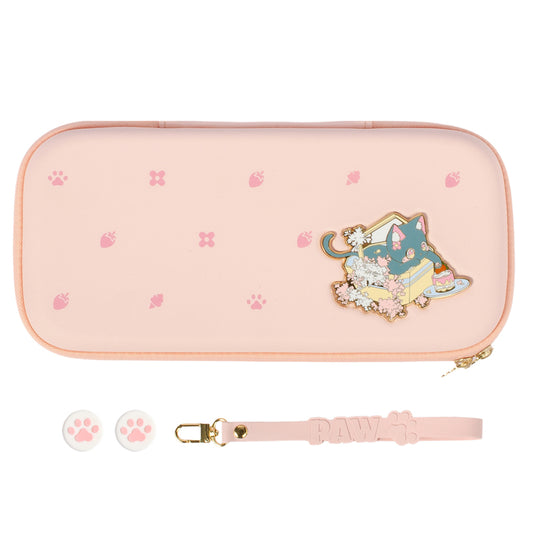 Pink Switch Carrying Case Cute Cat Switch OLED Travel Case (1)