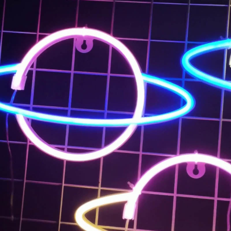 Planet Neon Sign: Celestial Wall Decor
