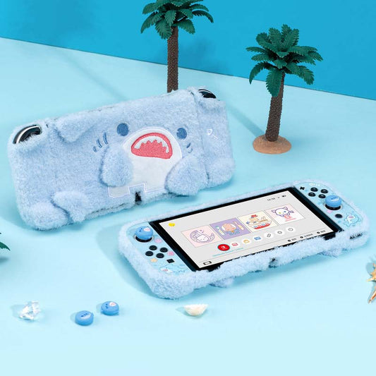 Plush Shark Switch OLED Case Cover Pastel Blue Switch OLED Accessories (2)
