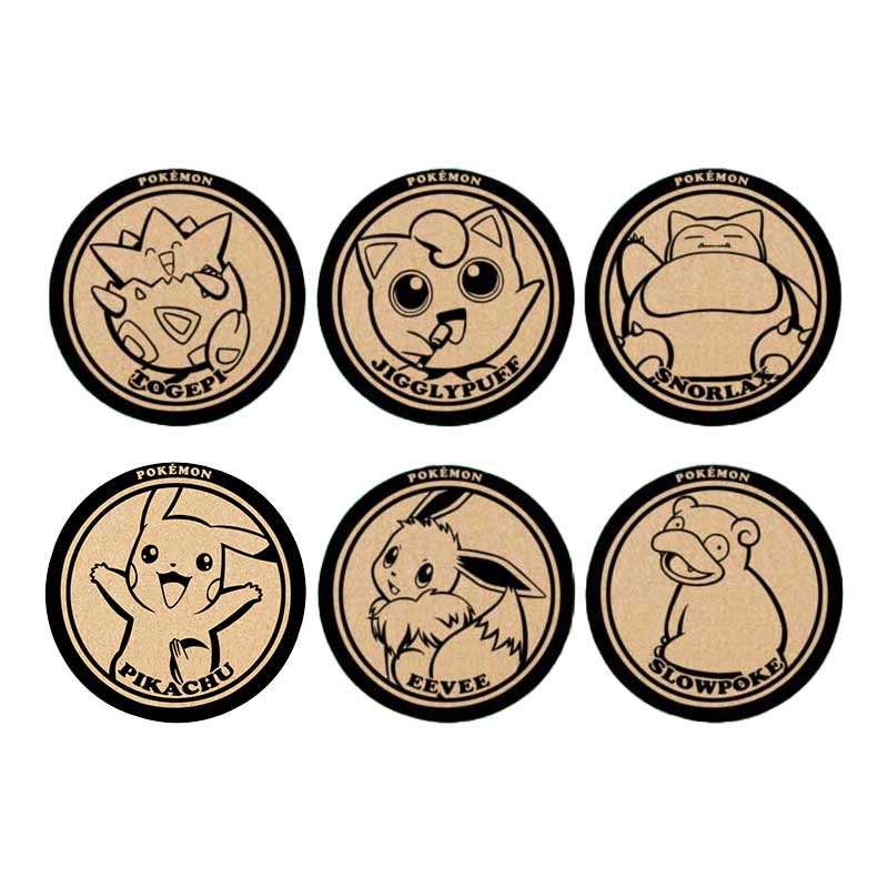 Pokemon Coaster Set 6 PCS Cute Pokemon Cork Coasters (2)