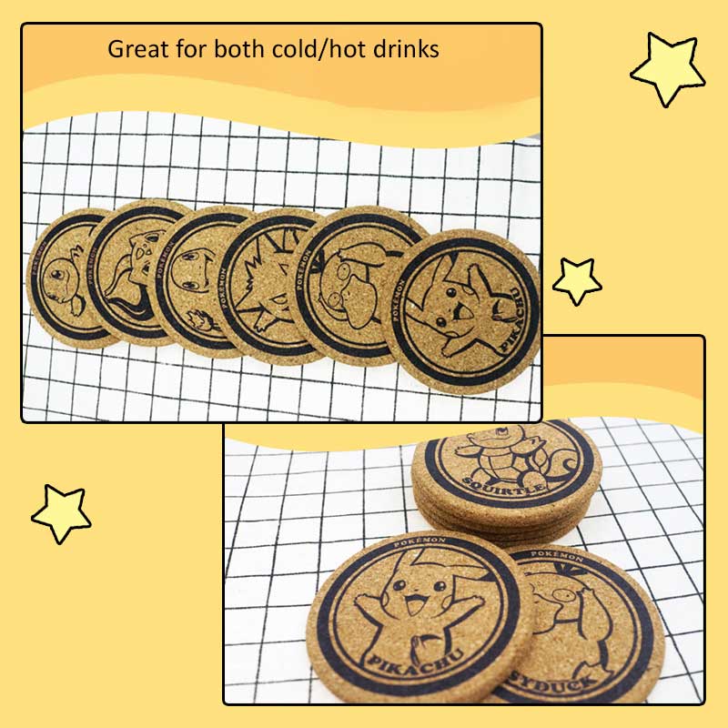 Pokemon Cork Coaster Set with Characters
