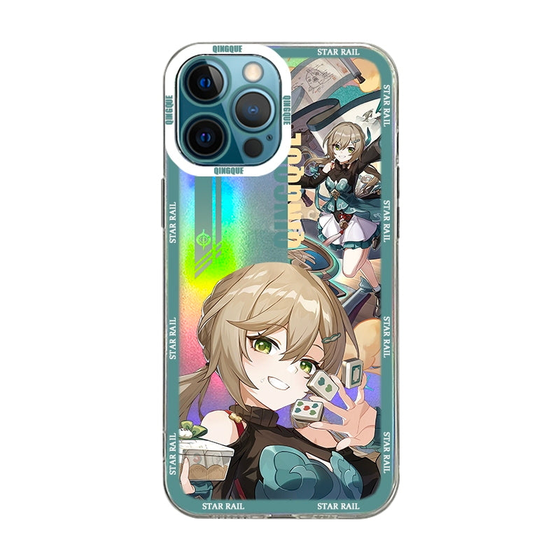 Qingque Holographic HSR iPhone Case Cute Star Rail Phone Case (1)