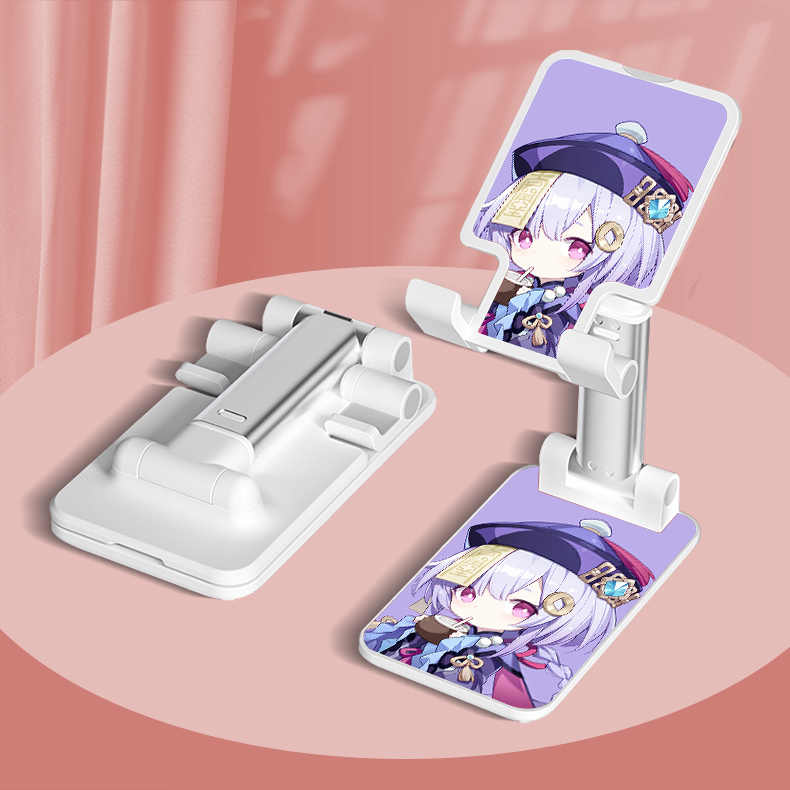 Qiqi Genshin Impact Phone Stand Chibi Genshin Fanart Foldable Desk Phone Holder (7)