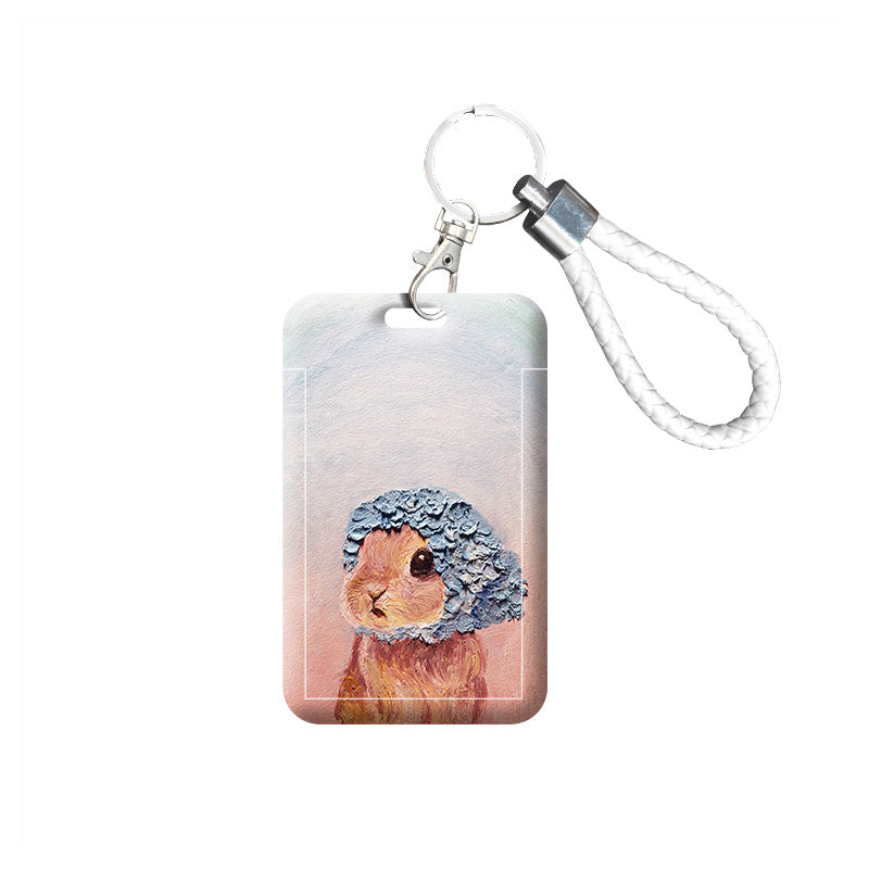 Rabbit ID Badge Holder Cute Student Card Holders Name Badge Holder Bunny Accessories (2)