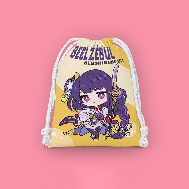 Raiden Shogun Genshin Impact Drawstring Bags Chibi Genshin Storage Bags Cosmetic Pouches (10)