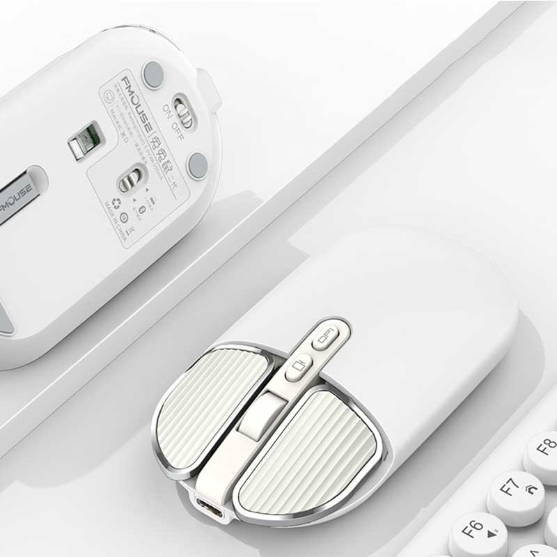 Rechargeable Bluetooth Wireless Mouse White for Laptop Silent 2.4G Wireless Mice 2400 DPI (7)