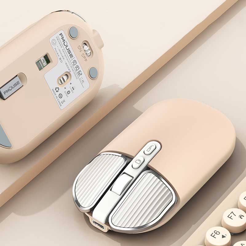 Rechargeable Bluetooth Wireless Mouse for Laptop Silent 2.4G Wireless Mice 2400 DPI beige color computer mice