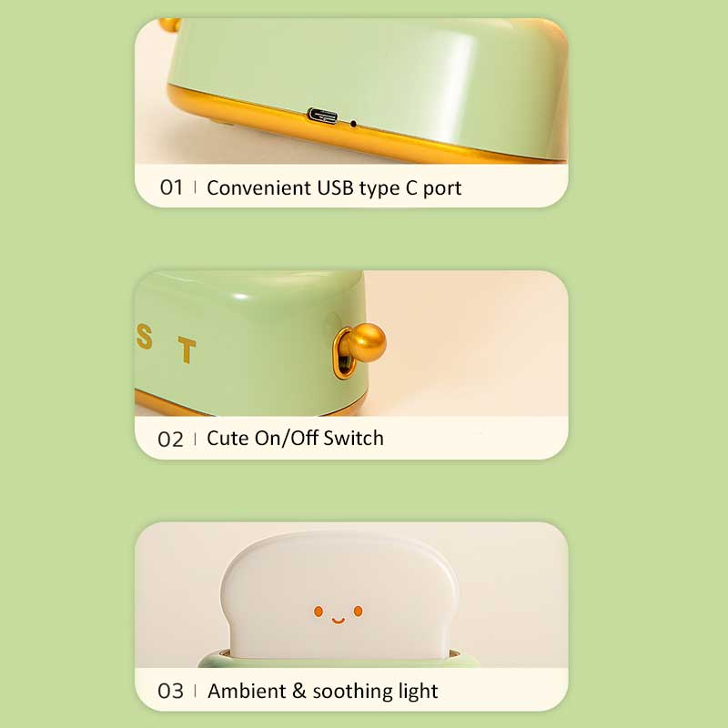 Cute Toaster Night Light with Adjustable Brightness