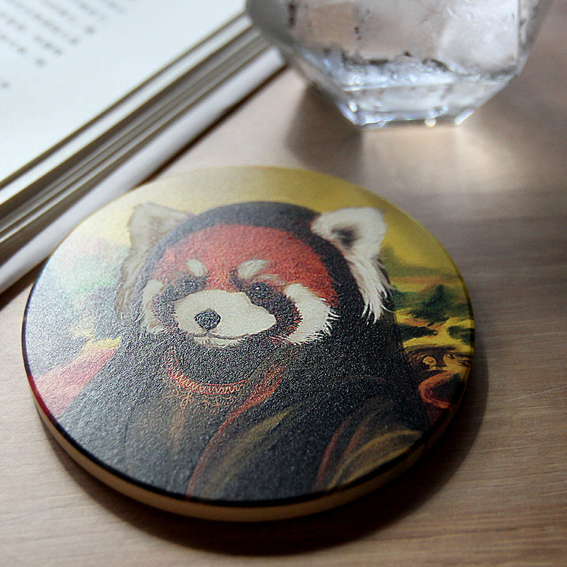 Red Panda Coaster Set with Artistic Design