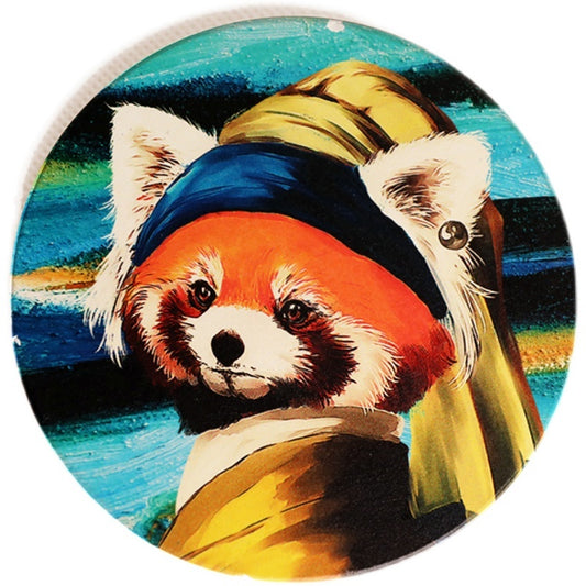 Red Panda Coasters Art Parody Mona Lisa The Starry Night Artistic Gifts Artsy Home Decor (13)