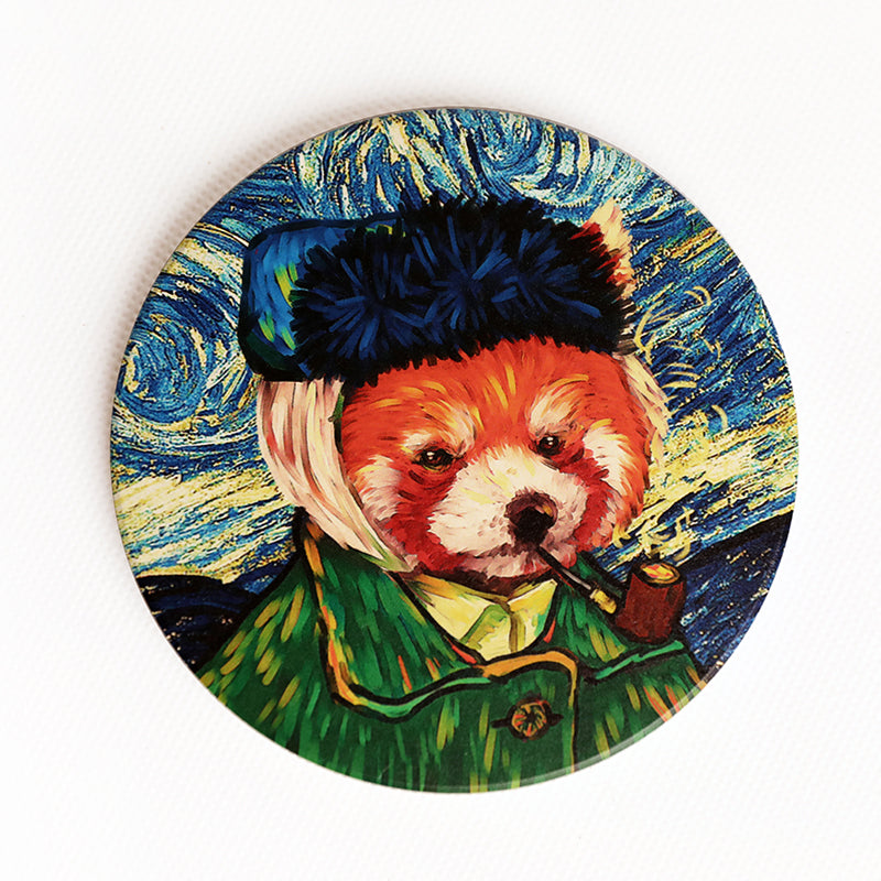 Red Panda Coasters Art Parody Mona Lisa The Starry Night Artistic Gifts Artsy Home Decor (14)