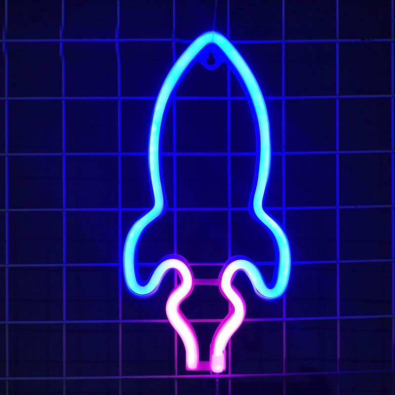Rocket Neon LED Lights Cute Neon Signs Game Room Decor (2)