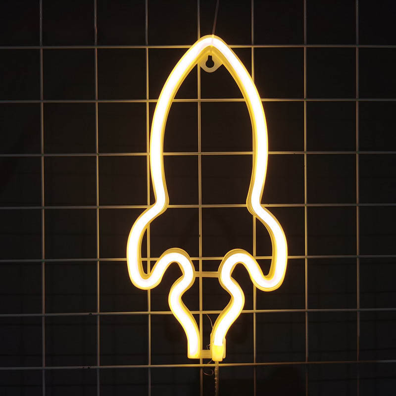 Rocket Neon LED Lights Cute Neon Signs Game Room Decor (3)