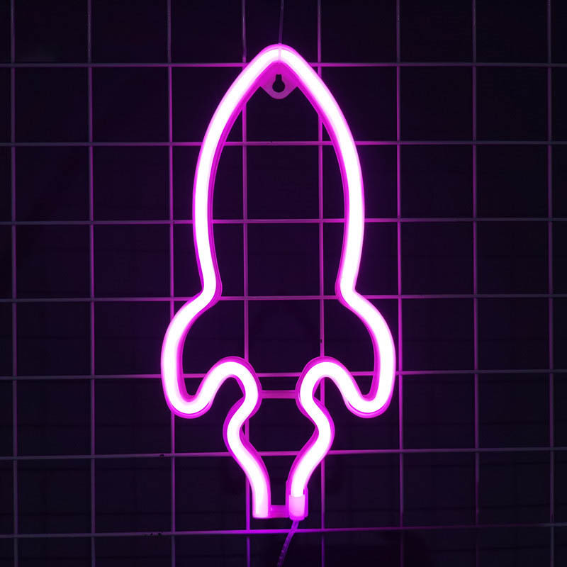 Rocket Neon LED Lights Cute Neon Signs Game Room Decor (4)