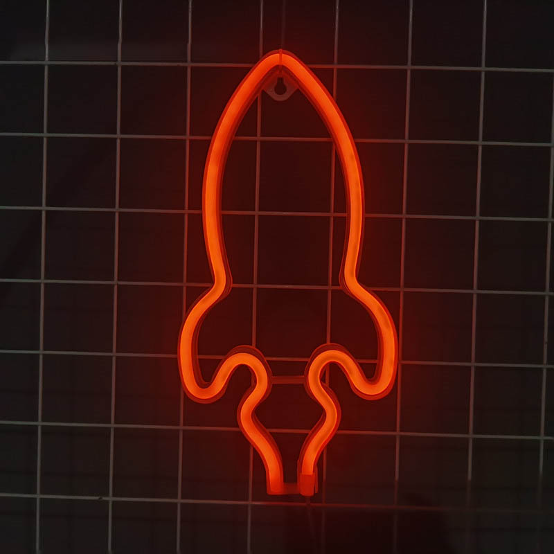 Rocket Neon LED Lights Cute Neon Signs Game Room Decor (5)