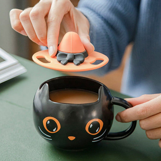 Pumpkin Cat Ceramic Mug - 400ml Capacity
